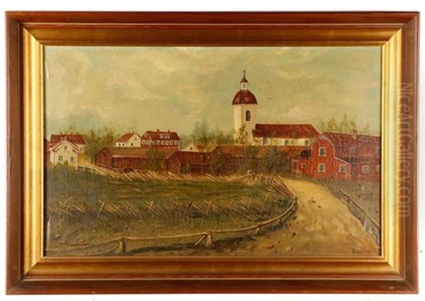 View Of Village Oil Painting by Franz Xaver Von Hofstetten