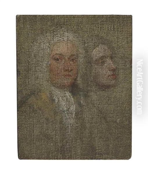 Portrait Of Two Gentlemen, Bust-length Oil Painting by William Hogarth