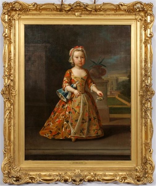 Portrait Of Young Girl Carrying Bird & Doll Oil Painting by William Hogarth