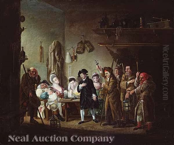 A London Tavern Scene Oil Painting by William Hogarth