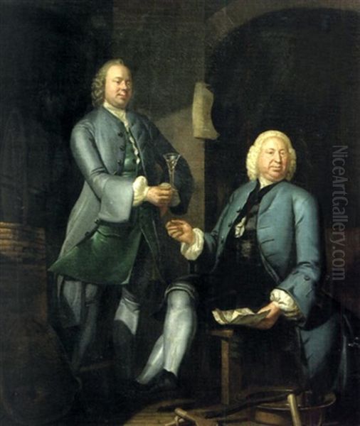 Deux Hommes Trinquant Dans Un Interieur Oil Painting by William Hogarth