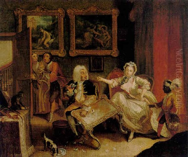 The Harlot's Progress: Quarrels With Her Jewish Protector Oil Painting by William Hogarth