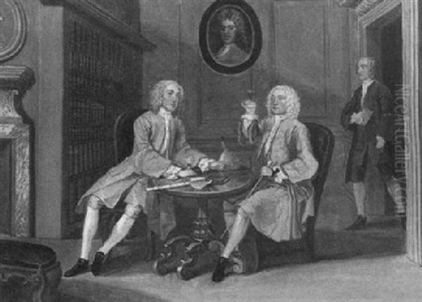 Mr. Dudley Woodbridge Celebrates His Call To The Bar With Captain Holland, In His Chambers At Brick Court Oil Painting by William Hogarth