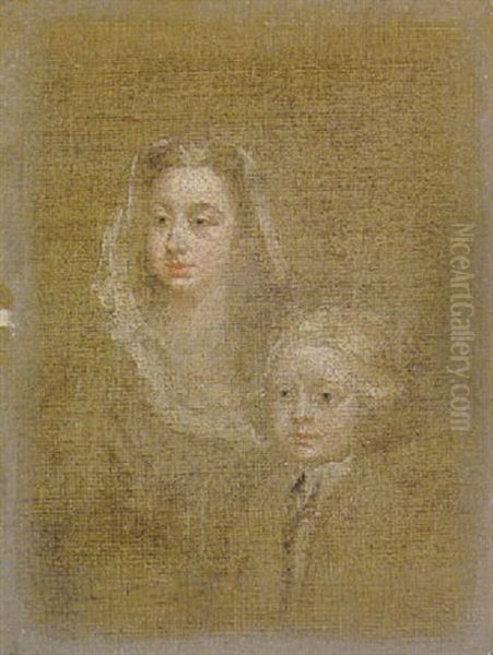 Head Of A Lady With Her Son Oil Painting by William Hogarth