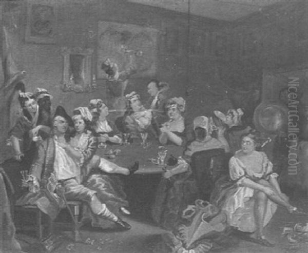 The Rake At The Red Rose Tavern by William Hogarth