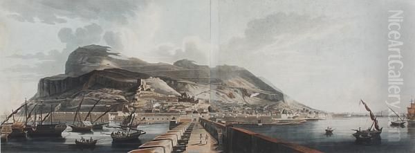 A View Of Gibraltar Taken By Henry Astonbarker From The Devil's Tongue Battery In 1804 Oil Painting by Henry Aston Barker