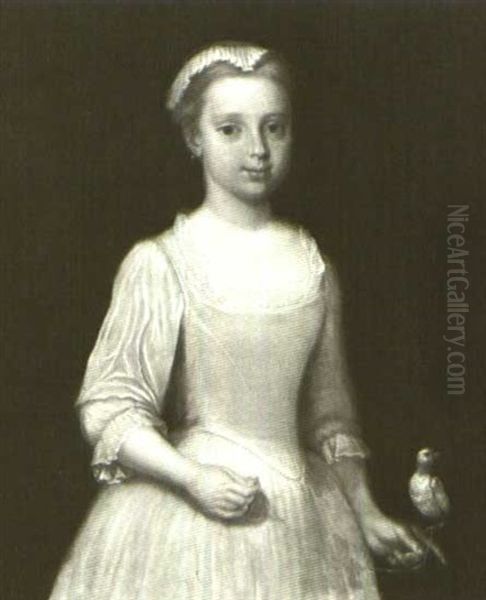 Portrait Of A Girl Holding A Bird Oil Painting by William Hogarth