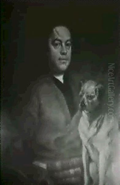 Portrait Of The Painter And His Pug Oil Painting by William Hogarth