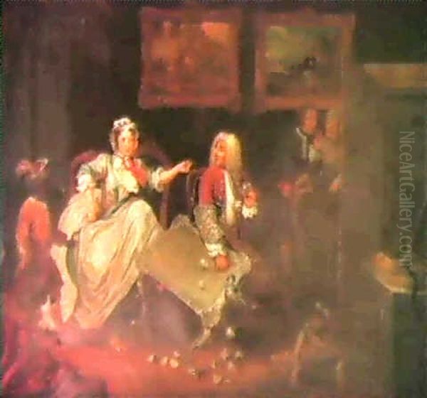 The Harlot's Progress - The Quarrel With Her New Lover Oil Painting by William Hogarth