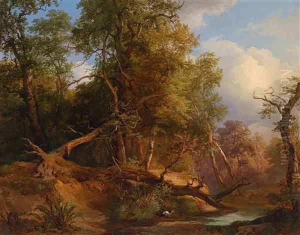 Waldlandschaft Oil Painting by Joseph Hoeger