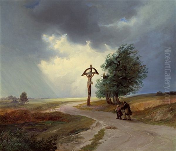 Am Nachhauseweg Oil Painting by Joseph Hoeger