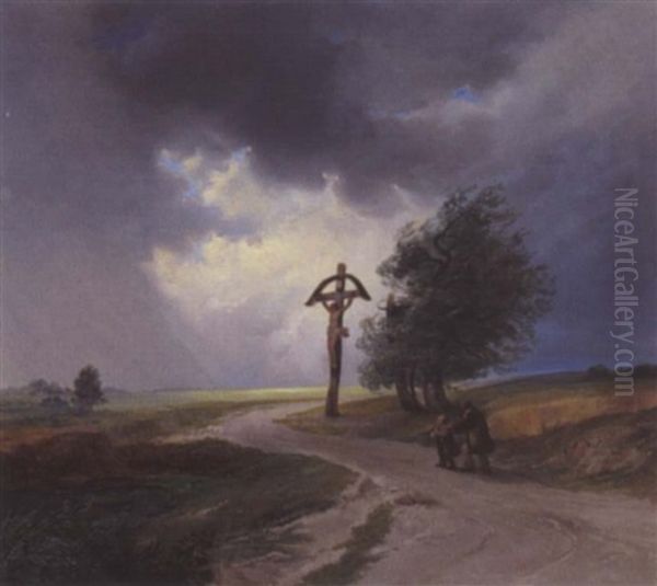 Gewitterstimmung Oil Painting by Joseph Hoeger