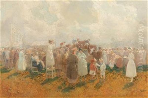 At The Horse Race Track On A Summerday Oil Painting by Rudolf Alfred Hoeger