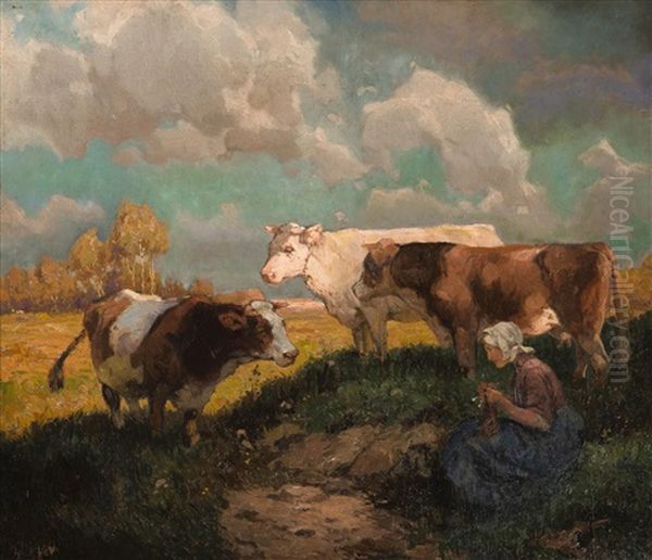 Out To Pasture Oil Painting by Rudolf Alfred Hoeger