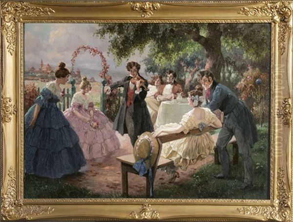 Biedermeierliche Idylle Oil Painting by Rudolf Alfred Hoeger