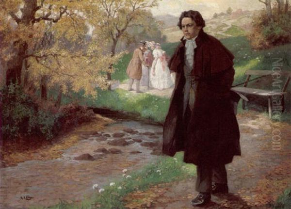 Spaziergang Beethovens (?) In Parklandschaft by Rudolf Alfred Hoeger