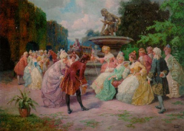 The Introduction Oil Painting by Rudolf Alfred Hoeger