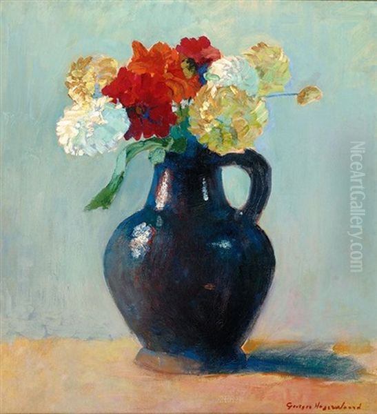 Dahlias Oil Painting by Georges Hogerwaard