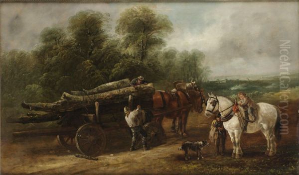 The Lumber Wagon Oil Painting by John Barker