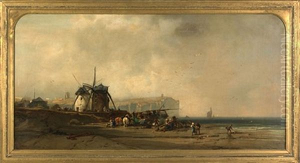 Coastal Scene With Figures Oil Painting by Charles Hoguet