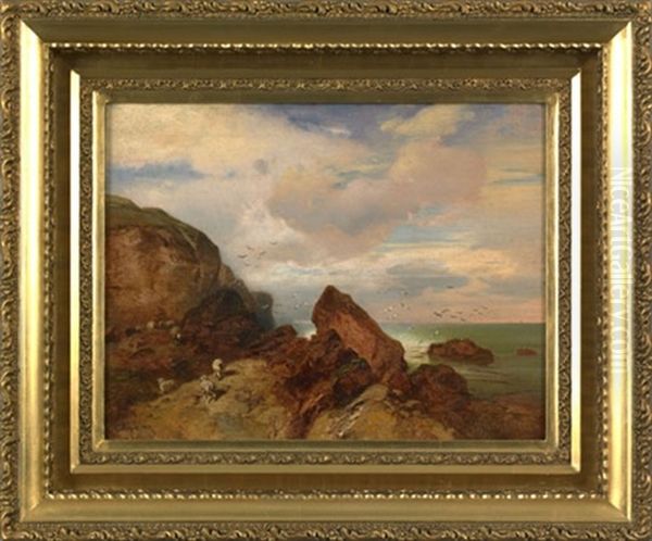 Coastal Scene With Sheep Oil Painting by Charles Hoguet