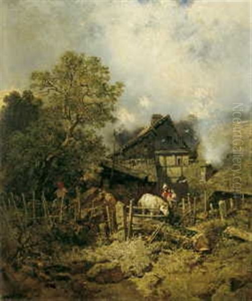 Das Alte Bauernhaus Oil Painting by Charles Hoguet