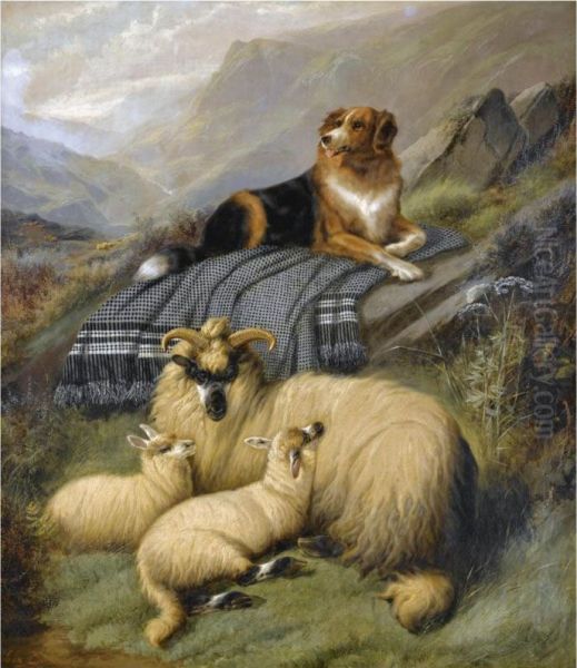 Guarding The Flock Oil Painting by John Barker