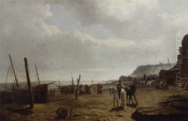 Activity On The Beach Oil Painting by Charles Hoguet