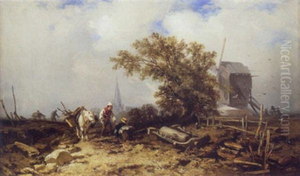 Scene De La Vie Rurale Oil Painting by Charles Hoguet