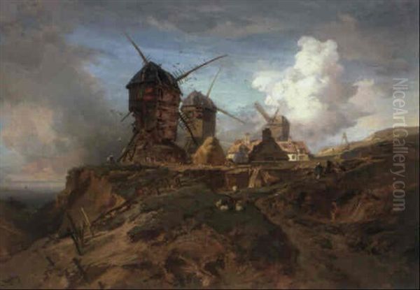 Windmuhlen An Der Normannischen Kuste Oil Painting by Charles Hoguet