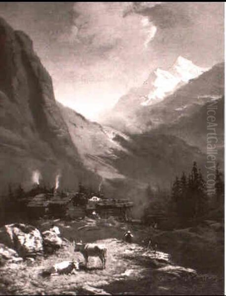 Auf Der Alm Oil Painting by Charles Hoguet