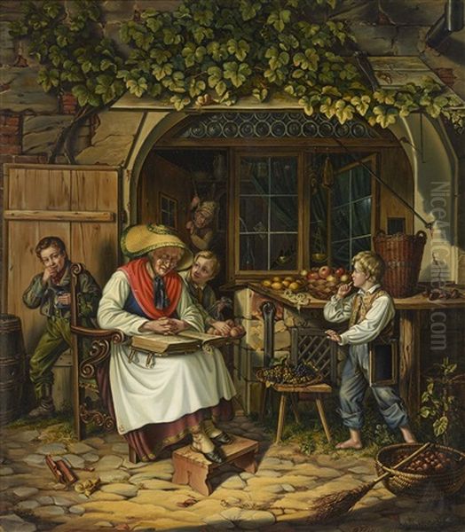 Die Schlafende Grosmutter Oil Painting by Friedrich Hohbach