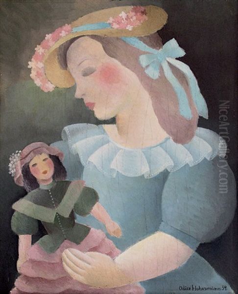 Fille A La Poupee Oil Painting by Alice Hohermann