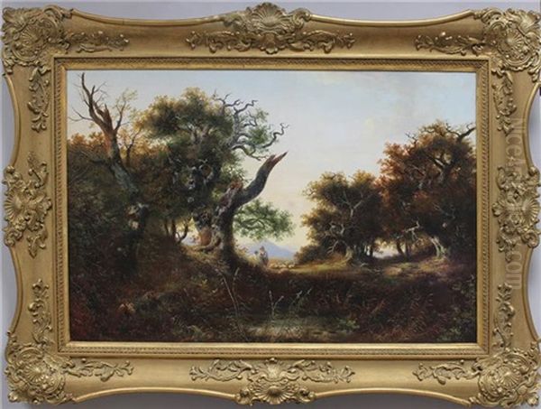 Italienische Landschaft Mit Schafhirten Und Ihrer Herde Oil Painting by Georg Hoehn