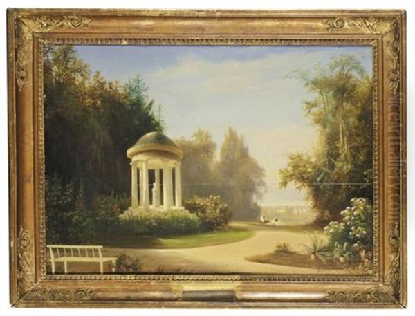 The Temple Of Queen Luise In Hohenzieritz (der Konigin-luise-tempel In Hohenzieritz) Oil Painting by Georg Hoehn