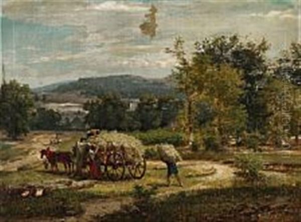 Harvest Scene Oil Painting by Adolf Hohneck