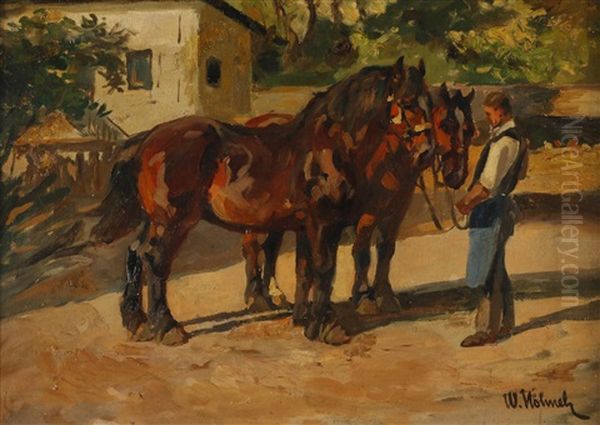 Bauer Mit Pferden Oil Painting by Wilhelm Hohnel