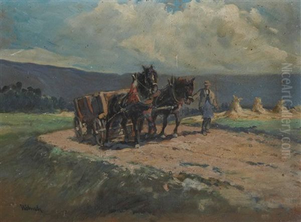 Pferdefuhrwerk Oil Painting by Wilhelm Hohnel