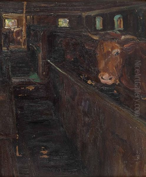 Blick In Den Stall Oil Painting by Wilhelm Hohnel