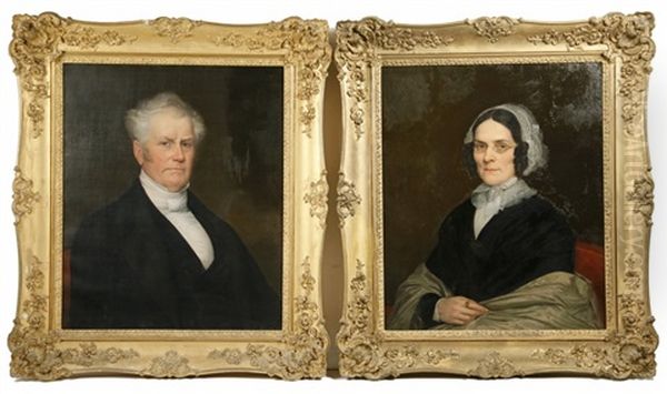 Pair Of Portraits Of An Elderly Couple, Oil Painting by Albert Gallatin Hoit