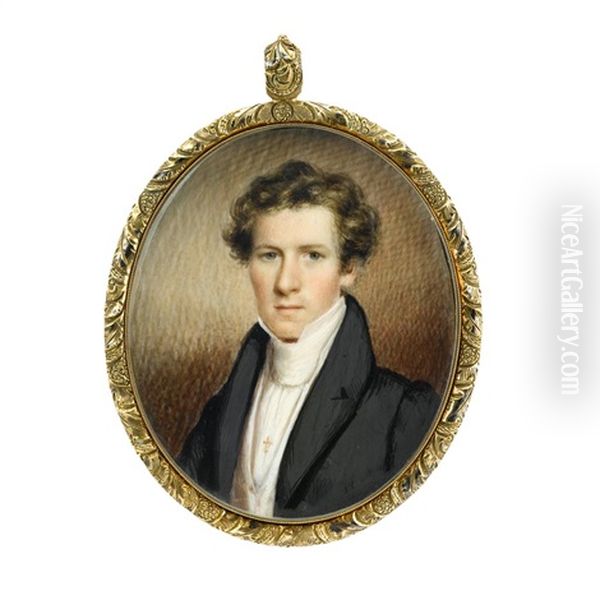 Miniature Portrait Of Daniel Brazier Oil Painting by Albert Gallatin Hoit