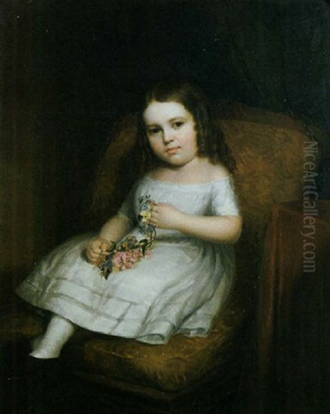 Amanda Fiske, Aged Five Oil Painting by Albert Gallatin Hoit