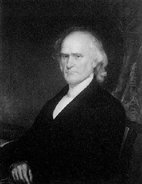 Portrait Of Reverend Dr. Daniel Sharp Seated By A Desk And Holding A Pair Of Spectacles Oil Painting by Albert Gallatin Hoit