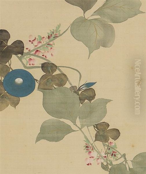 Seven Species Flowers Oil Painting by Sakai Hoitsu