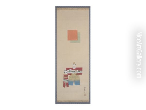 Hina Doll Oil Painting by Sakai Hoitsu