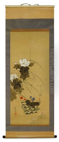 Flowers In Bloom Oil Painting by Sakai Hoitsu