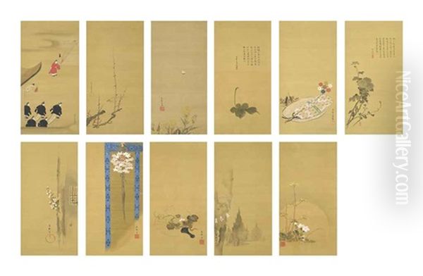 Pictures Of The Months (11 Works) Oil Painting by Sakai Hoitsu