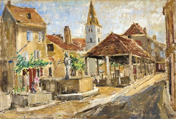 Provence-namesti Oil Painting by Karel Holan