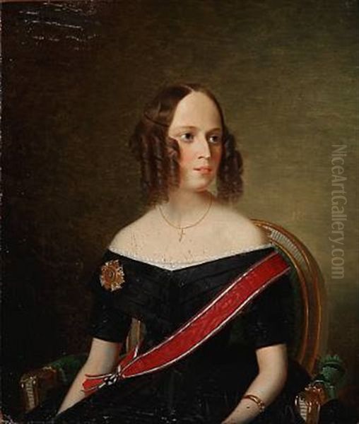 Portrait Of Ida Marie Bille, Nee Countess Bille-brahe Oil Painting by Niels Peter Holbech