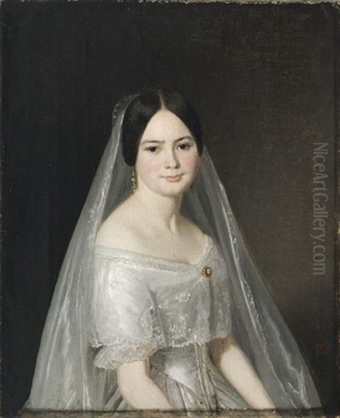 Portraet Af Betty Augusta Ultima Schiott Fodt Soth, Gift Med Maleren, Professor Ved Kunstakademiet Heinrich August Georg Schiott Oil Painting by Niels Peter Holbech